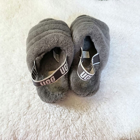 UGG Fluff Yeah Slide Sandals Sheepskin Fur Slingback Elastic Open Toe Slip Ons 8 - Picture 5 of 7